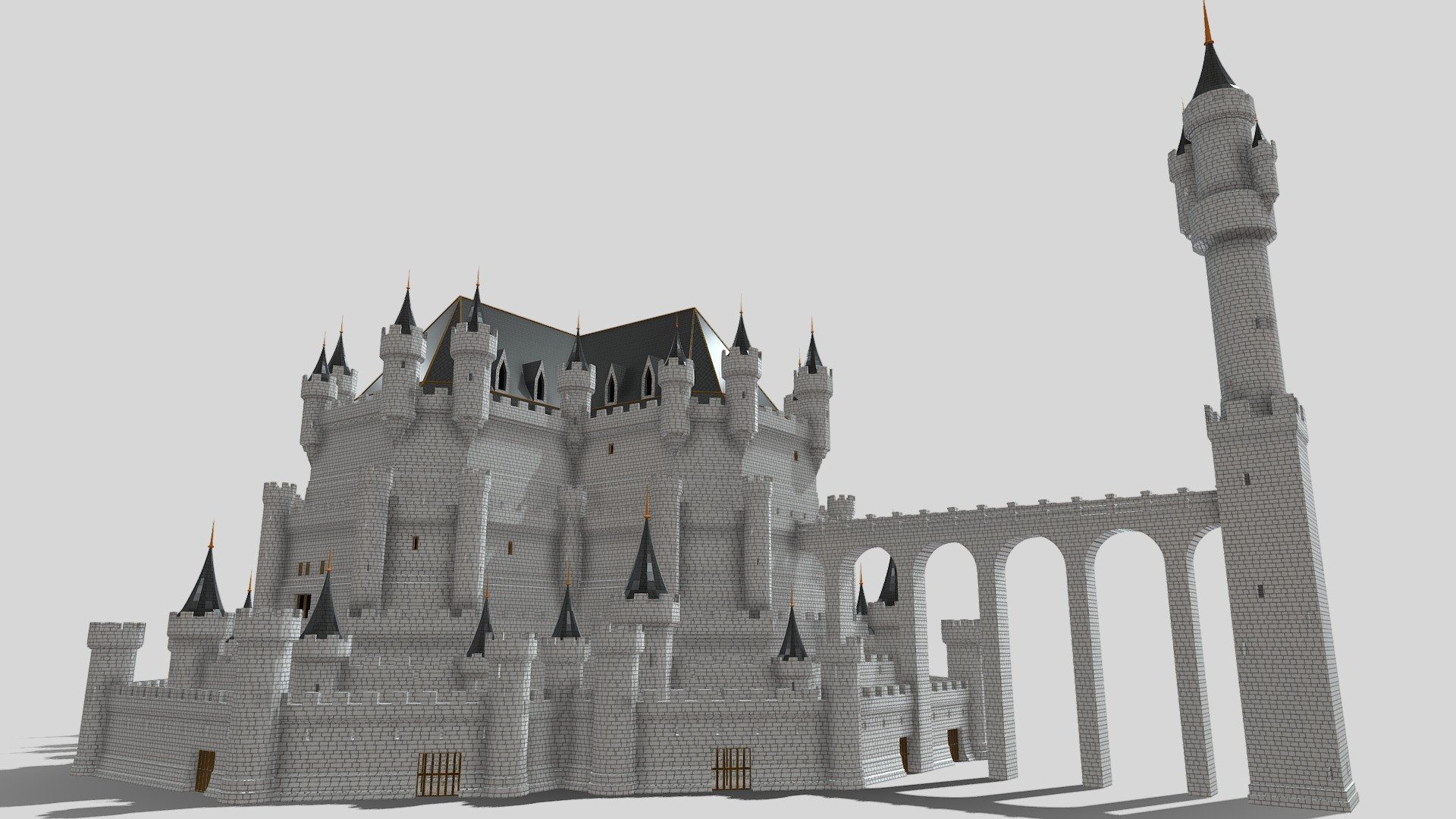 Detailed 3d model of a fantasy castle .