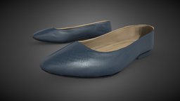 Blue Woman Flat Pumps Shoes shoe, leather, cloth, flat, fashion, foot, classic, business, shoes, uniform, woman, footwear, pumps, formalwear, character, girl, female, clothing