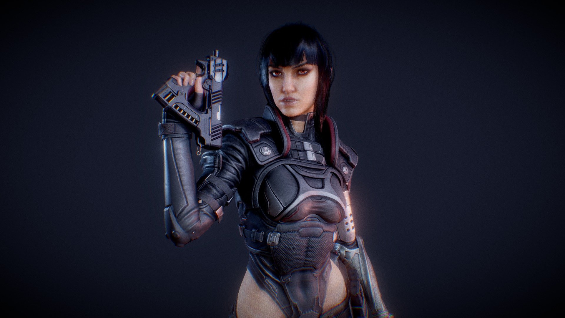 Personnal project inspired by Cyberpunk 2007 and Ghost in the Shell

The .zip file includes: 
* Riggable A-posed mesh in .fbx 
*  .blend scene with the shaded and Rigged character (based on rigify) 
*  Full quality Channel-packed PBR textures in .png (OpenGL normal maps) 
* the marmoset Toolbag 4 scene used to render the preview screens.