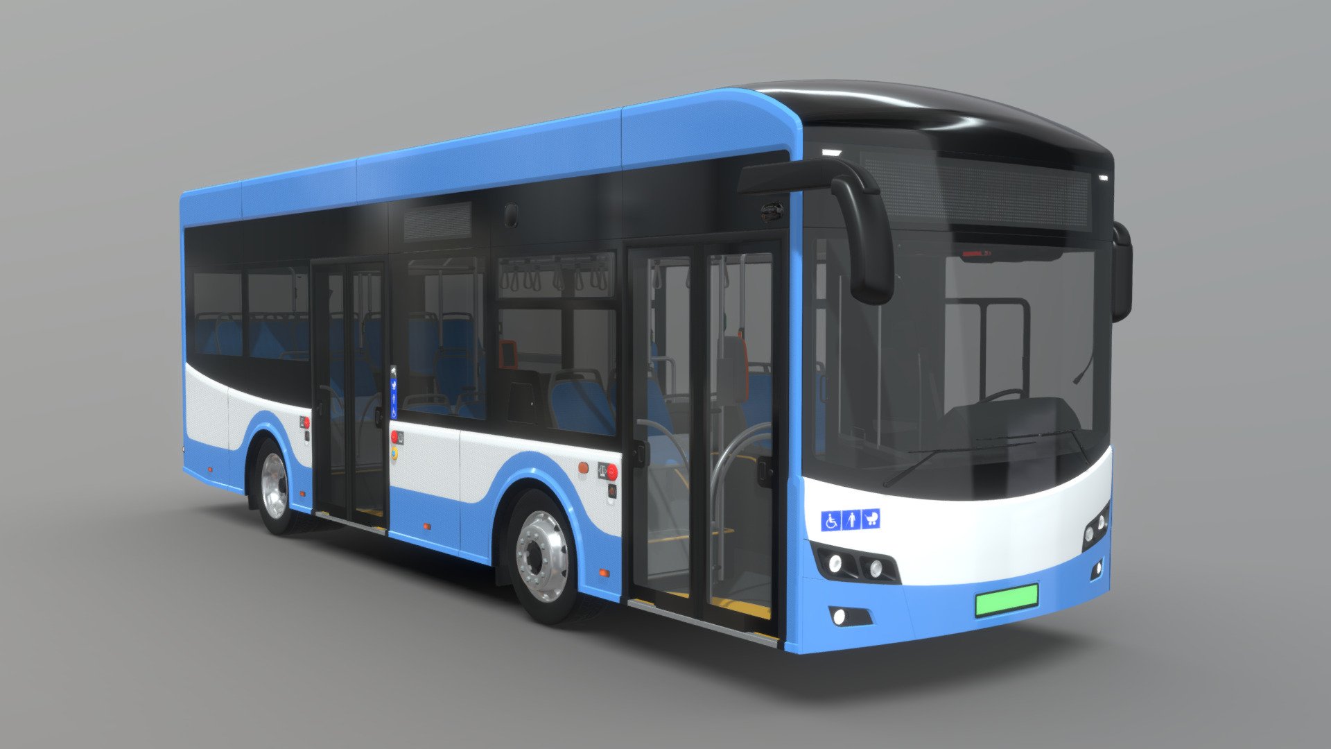 low-entry, emission-free, electric city bus. Lenght: 9400mm Height: 3300mm