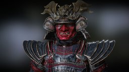 Crimson Samurai armor, japan, warrior, katana, samurai, store, game-ready, japanese-culture, samurai-armor, substancepainter, character, pbr, zbrush, 3dmodel, sketchfab, war, history, unrealengine5, noai