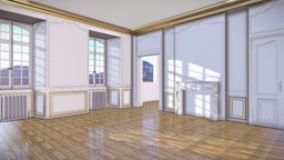 Interior architecture design decoration france, scene, room, fireplace, lights, french, molding, classic, window, plaster, old, interiorarchitecture, architectural-design, archiviz, new-design, architecture, game, 3d, blender, design, decoration, interior, gameready