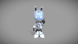 Ace The Space Rabbit rabbit, bunny, unlit, painterly, handpaintedtexture, charactermodel, character-model, character, handpainted, low-poly, lowpoly, hand-painted, animated, robot, rigged, space, noai, lordyanyu, acethespacerabbit, robobunny
