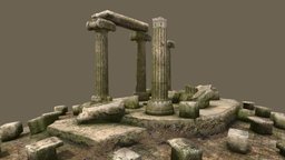 broken column column, broken, ruined, cinema-4d, low-poly, model3d