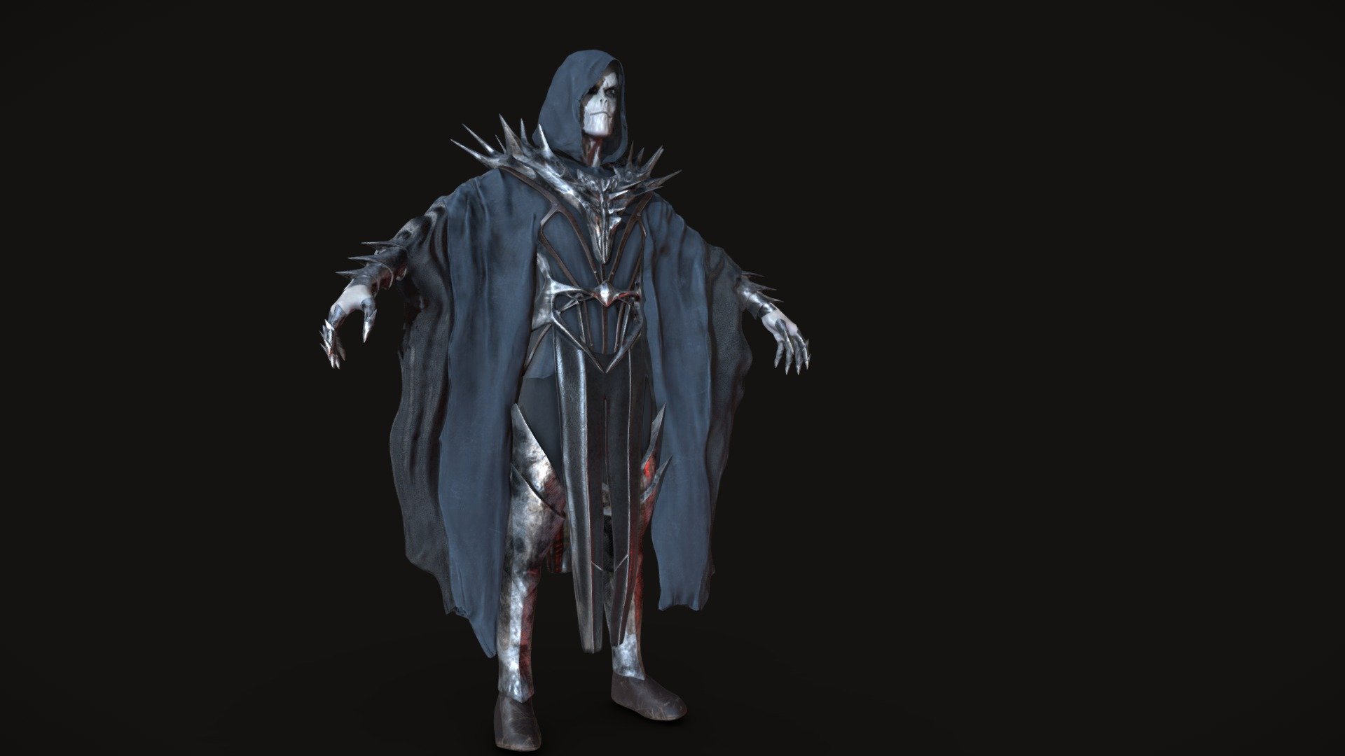 This is my final project for graduation : a Dark Sorcerer character based on a amazing concept. Created in ZBrush. Blocked out clothing &amp; armor pieces in Maya to speed up production. Retopology/UV in Maya. 

Week I - Initial sculpt Zbrush

Week II - Update sculpt based on feedback, retopology,UV, Bake (intially baked at 4k but caused issues with site reloading - lowered to 2k)

Week III - Texturing Substance Painter

Week IV - Polish
