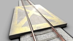 Railway Crossing train, rails, rail, railroad, block, road, concrete, worn, railway, metal, gravel, freight, crossing, substancepainter, blender, rhdhv, noai