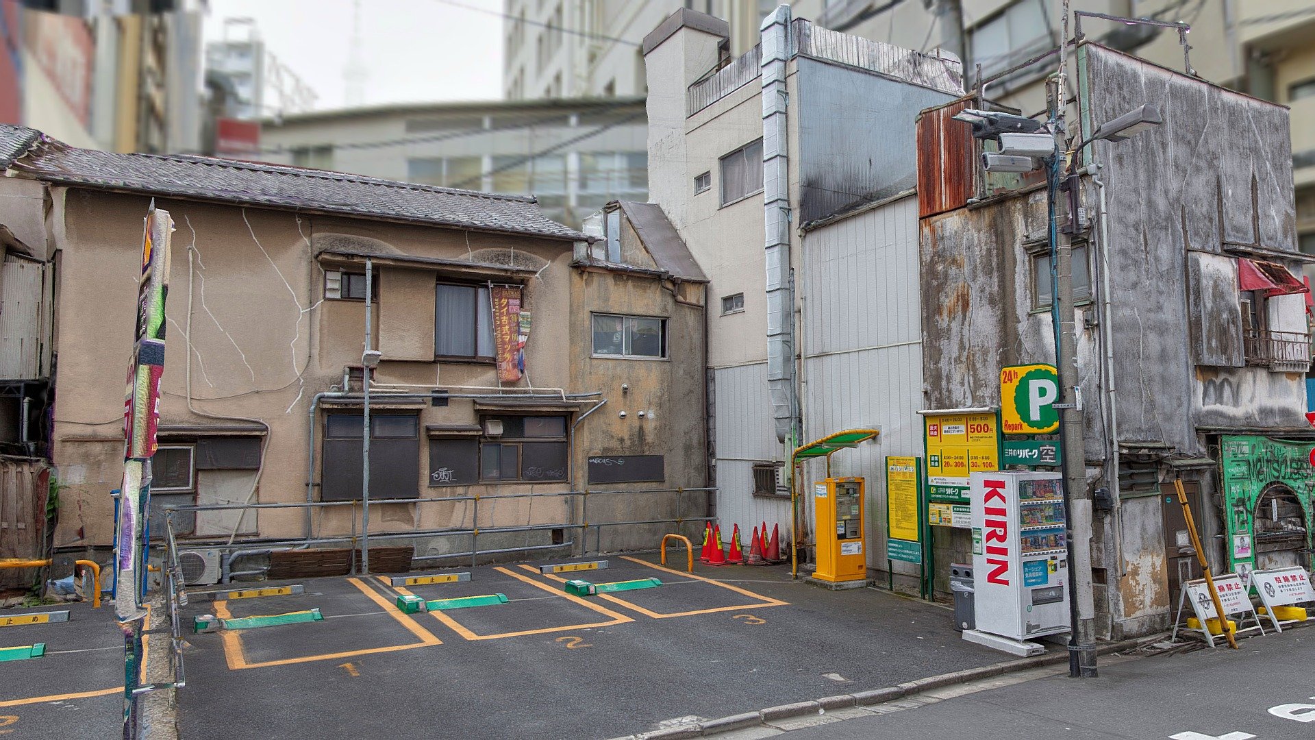 Someone may wonder why we scanned an ordinary parking in a super city as Tokyo, full of other interesting spots?
Ok, we can say that old corner caught our attention. 

It has that kind of enchant that touched us. it shows the past of a city that has changed so much along the last 50 years… A new use for a place where in other times, an old building was present. Only the old corner survives, with its scars, its inevitable dirt from a moving city like this, surrounded by new rivals with less charisma but more progress

So, this is the Asakusa Old corner parking, a nice corner to see. Hope you enjoy it!
Processed with Capturing Reality