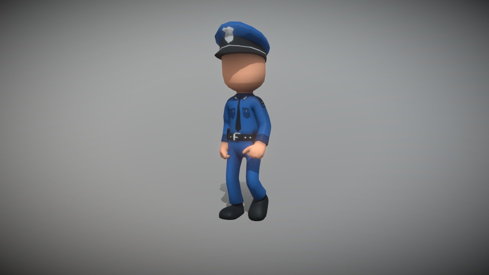 Lowpoly Toony Policeman:
- Lowpoly (Tris: 3064- Verts: 1548)
- Game ready with Unity Package, optimized
-  Texture Maps includes: Basecolor
-  Model is created in Maya, other files supported includes: Blender, FBX, Glb/Gltf, Unity
-  Rigged with Maya HumanIK, can use other mocap animations based on humanoid bones

16 animations:
- T-pose: 0-10
- Walk: 15-46
- Run: 49-70
- Idle: 75-373
- Jump: 380-437
- Falling: 445-466
- GetHit: 470-513
- Idle_Crouch: 520-720
- Walk_Sneaking: 725-775
- Climb: 780-840
- Idle_Punch: 850-939
- Attack_Punch: 950-976
- Idle_HoldGun: 990-1030
- Walk_HoldGun: 1040 -1064
- Attack_Gun: 1070-1105
- Crawl: 1110-1130
- Dead: 1140-1218