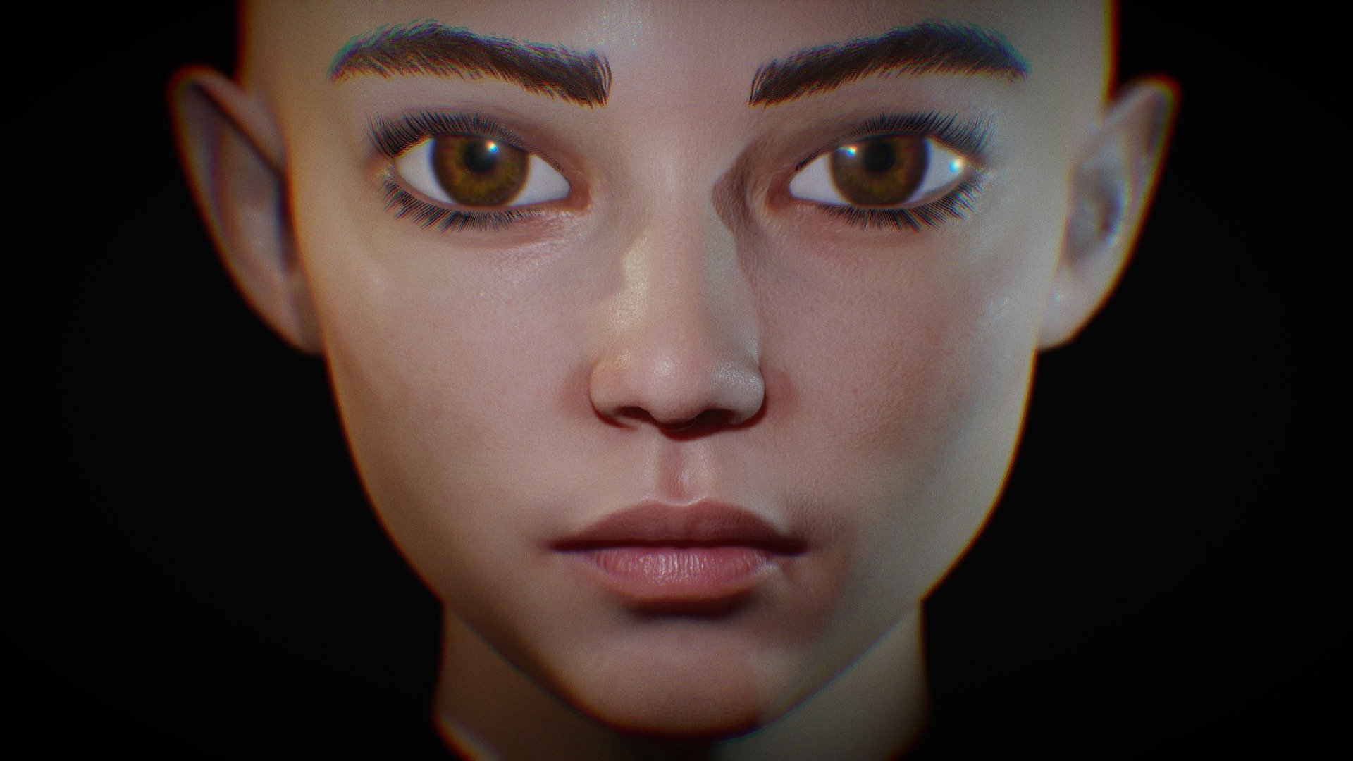 Realistic female Girl Anime face with subsurface scattering. model in blender file. Eevee and cycles ready. mirror modifiers. basic skin shader in blender.