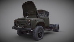 Old truck. ZIL-130 truck, frame, soviet, retro, zil, ussr, pbr-game-ready, zil-130, pbr, military