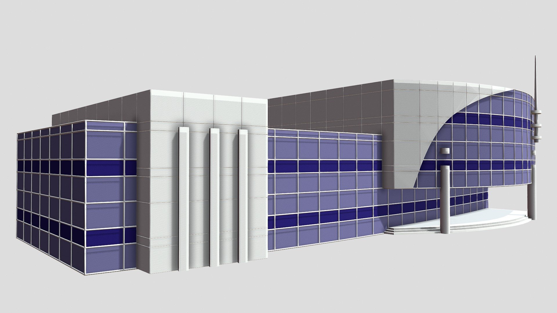 Office Building model with low poly

This is a model of a modern trading building It can be an administrative center for a company or office building or any commercial services, real-time and game use with low-poly, architecture, education.