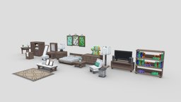 Master Bedroom Furniture Pack games, furniture, blockbench, minecraft, lowpoly, pixetart