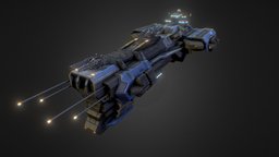 Battleships "Harbinger" Lowpoly battleship, stellar, starship, unity, unity3d, scifi, military, ship