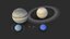 A 3D model of the all planets from the Solar System usable to compare sizes.