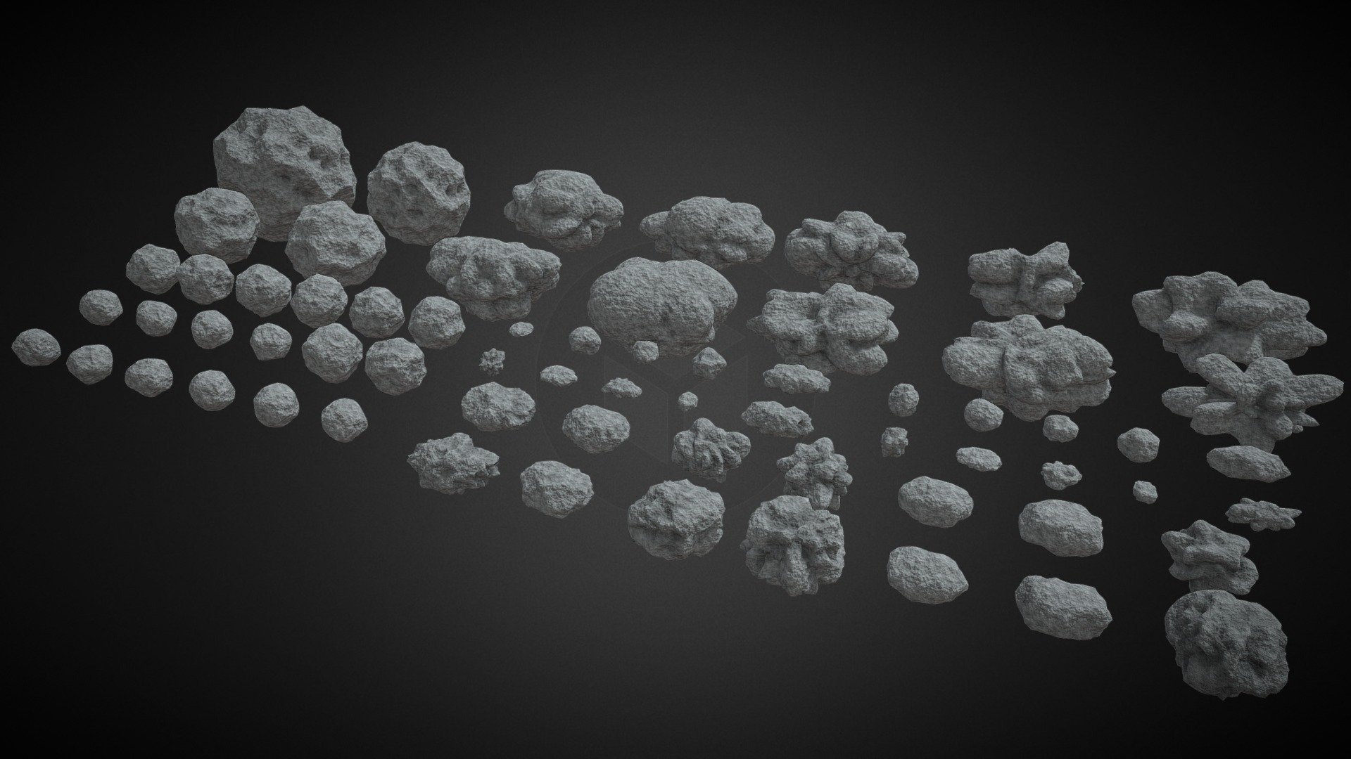 

I made these 66 asteroids a while ago, but completely forgot to upload them

The obj, fbx, and stl files are in the additional file (1k, 2k, and 4k textures included)

Formats: BLEND, OBJ, FBX, STL

Modeled &amp; Textured by MOJackal

Collection link: https://skfb.ly/oxFEC

Larger resolution can be rendered if wished, though you can do that yourself with the .blend file as well

