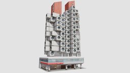 Tokyo Capsule Hotel office, capsule, japan, hotel, fps, asian, tokyo, optimized, non-pbr, low-poly, lowpoly, house, building