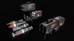 Scifi Missile Launcher MSL 889 rifle, missile, assault, fps, shooter, pistol, launcher, rocket, game-ready, ammunition, pbs, msgdi, weapon, pbr, lowpoly, scifi, gun, noai