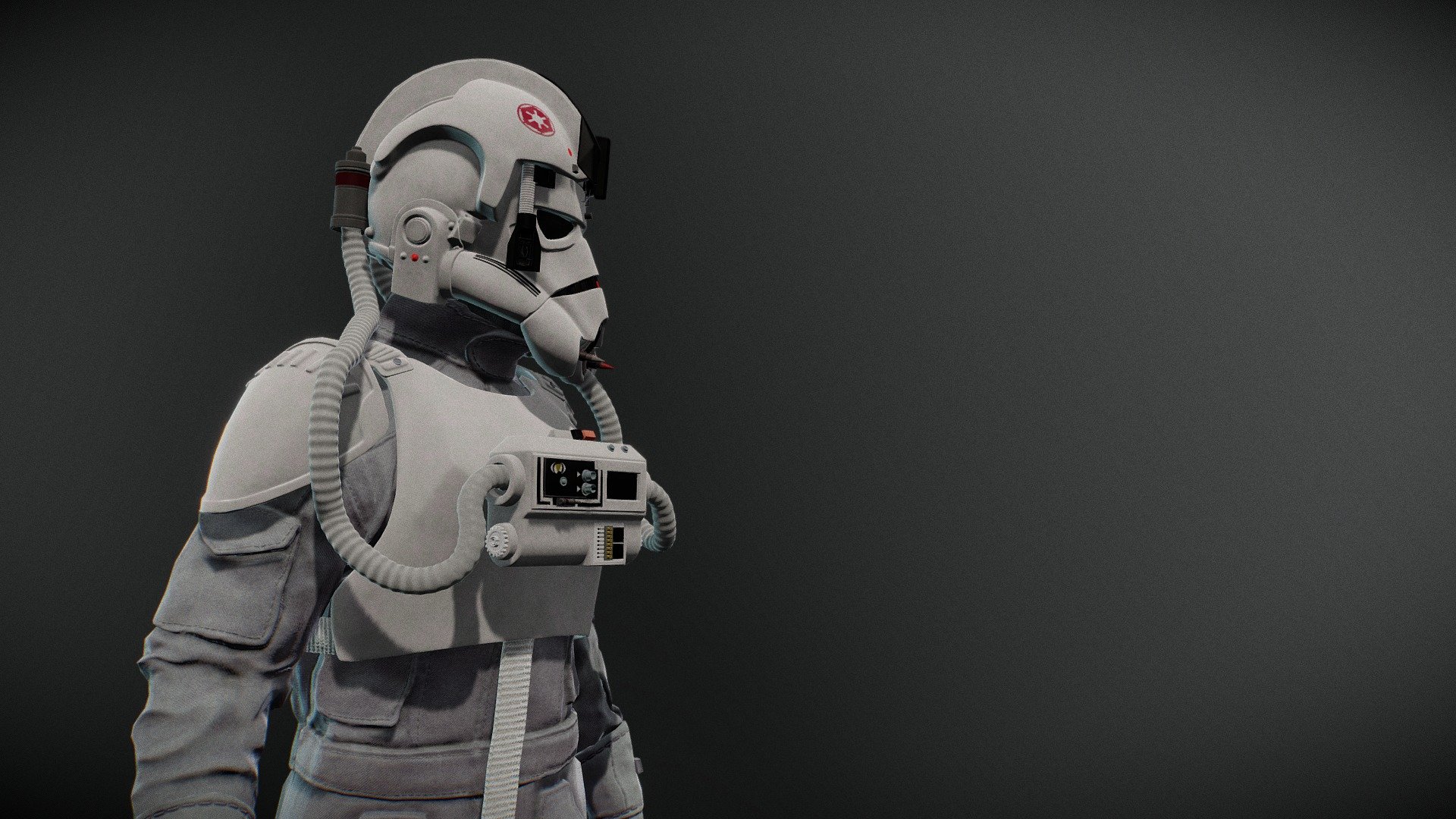 This model is avaliable on cg-traider(always) and FAB(i am not sure how long)

“Join and fight with Vaders Blizzard elite Pilots! Make cinematic, scenes or project and use your trooper for the Empire!”

Everything is in the zip file: Textures, model and the **high poly model **

Made in 3ds max ,zbrush and in substance painter. i wanted to make the model close look like as the original so i used many references like sideshow and some old pictures from the classic costume what they used in the movie. And the interesintg fact is, that the TIE, AT-AT pilot &amp; rebel pilots helmet are almost the same.

For more details and to get this, please visit the pages below

Check out my other models here https://sketchfab.com/thomas_125

If you have any question or wish, i feel free to assist you:) Just write on discord:-> thomastheherooftherepublic4114

or instagram -> http://www.instagram.com/intergalactic_supply_yard/