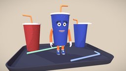 Soft Drink - Fast Food Character + Assets drink, assets, fastfood, blender-3d, animations, softdrink, rigged-character, ready-to-use, rigged-and-animation, rigged, gameready
