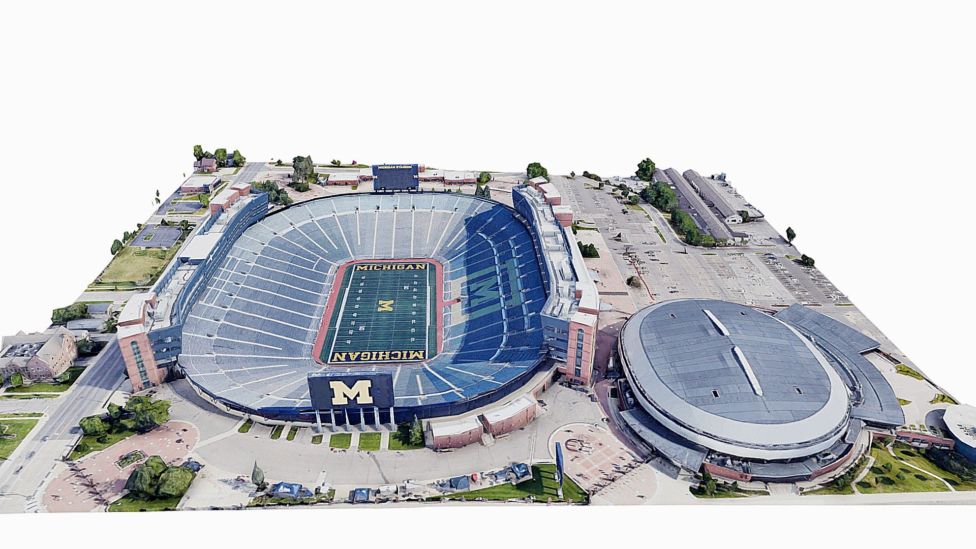 Realistic 3d model 1:1
Michigan Stadium, nicknamed The Big House, is the football stadium for the University of Michigan in Ann Arbor, Michigan. It is the largest stadium in the United States and the Western Hemisphere, the third largest stadium in the world, and the 34th largest sports venue in the world. Its official capacity is 107,601,but has hosted crowds in excess of 115,000.
