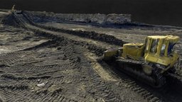 Construction dig site - dark ground bulldozer, archeology, drone, excavator, foundation, excavation, 3d-scan, dig, underground, geology, ground, earth, development, sand, authentic, earthworks, volumetrics, uav3dmodeling-uav-drone-photogrammetry, photoscan, realitycapture, photogrammetry, dark, construction