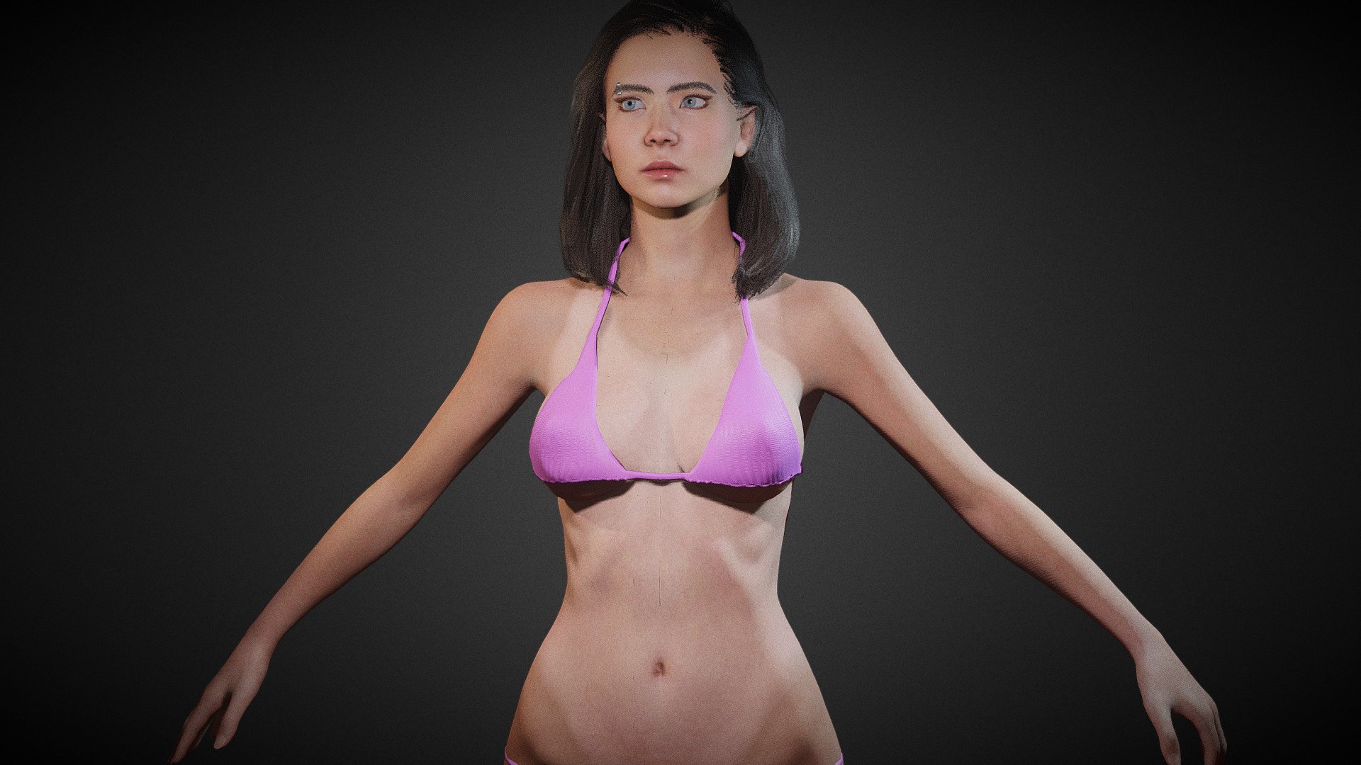 * PLEASE DOWNLOAD THE RAR INSIDE THE ADDITIONAL FILES!!!
Swimsuit  Female Girl 3D model. Basic animation loop.  Model in Blender file. Body Fully rigged, face basic rig. SSS subsurface scattering. mixamo bone names for animation. Blend file format. (you can export to any format from blender).  Bikini Girl #31
