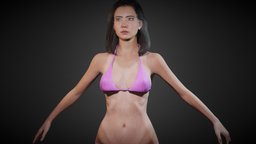 Bikini Girl 31 body, face, anatomy, , , , woman, bikini, swimsuit, fame, girl, blender3d, female, rigged, noai