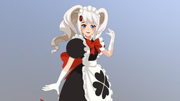 Clover Maid (Commission - VRChat) clover, commission, underwear, bowtie, maid, twintails, highheels, vrchat, vrchat_avatar, thighhighs, girl, anime