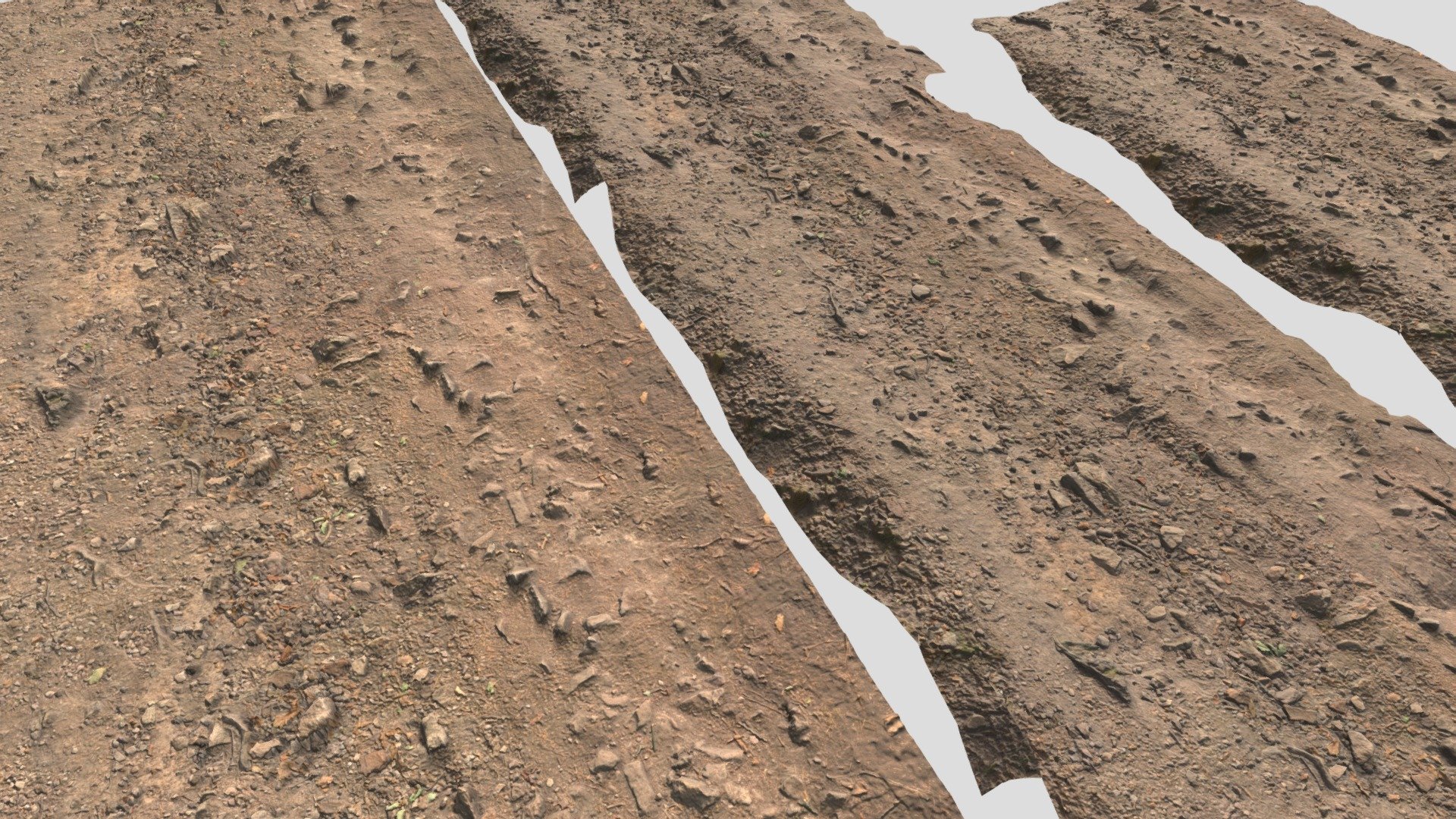 Fully processed 3D scans: reduced light information, color-matched, etc.

One baked module with 8K Textures:





normal




albedo 




roughness



Tileable road texture with a displacement example:
8192x4096:

-normal 





albedo 




roughness




displacement



Please let me know if something isn’t working as it should.

Realistic Forest Road Rocks Scan Tileable