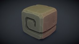 Cube World Stone Block 7 - PBR Series cube, world, toon, block, pbr, skull, stone, temple