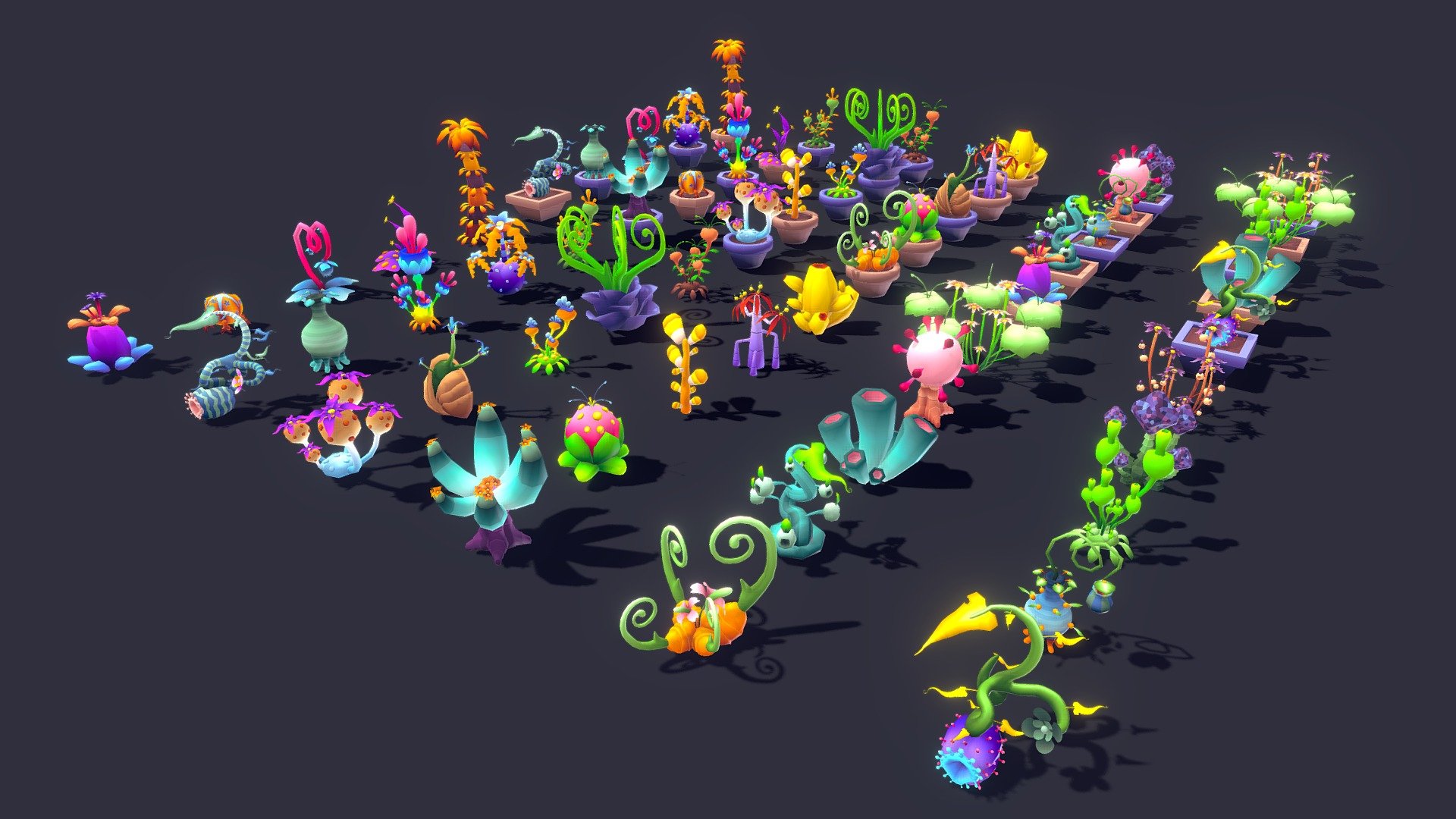 Good day ^_^ I hope you will like this plant and flower pack as much as i do. this is made in blender.
This Pack contains 
-30 plants and flowers 
-30 plants and flowers with pots 
Game ready

Checkout my other low poly packs:
Plants and Flowers Pack: https://sketchfab.com/3d-models/stylize-low-poly-plants-and-flowers-pack-423dddb5a3a840cbb40c1aaefacd5bc9
Flower Pack: https://sketchfab.com/3d-models/stylize-low-poly-flowers-pack-dc6474e66ec4493ea55af5332638fdd9
Tree Pack: https://sketchfab.com/3d-models/stylize-low-poly-trees-pack-3ccc978e370b42e5a3f4af85c1f05f7b
