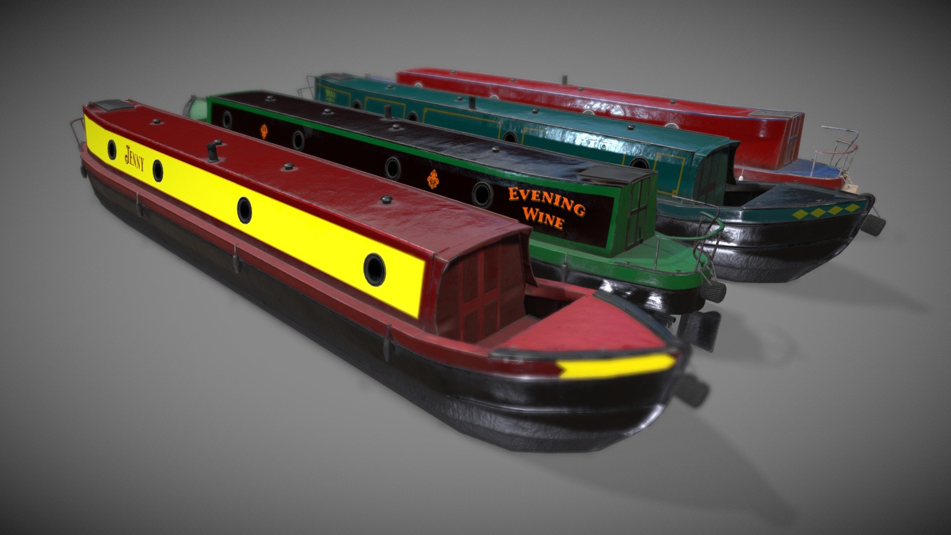 Narrowboat low poly

2976 Polys 3389 verts

Textures are 4096x4096

Also included is the .psd for ease of editing colours and decals.