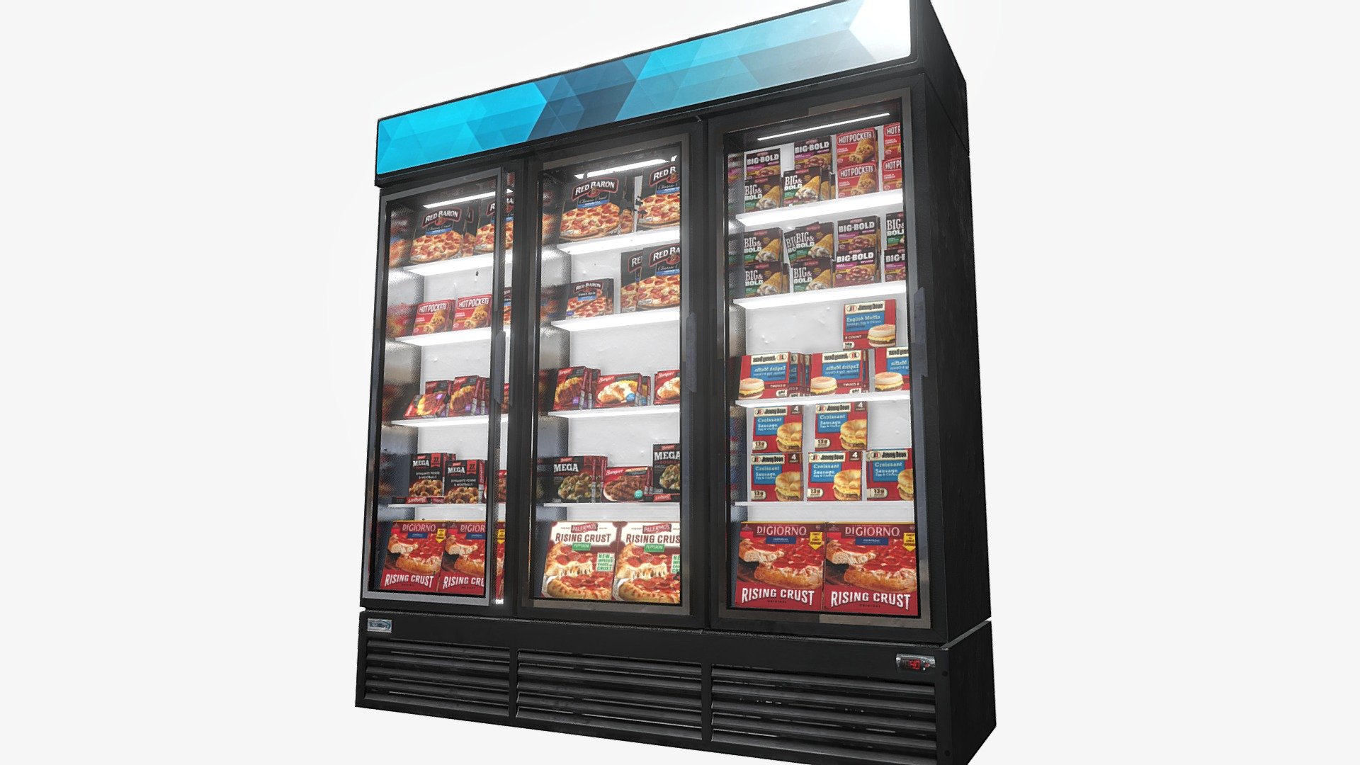 I modeled and textured this Frozen-Food Section style Cooler/Freezer in Blender.
I generated normal-maps for it as well.

This Freezer is Low-Poly and Game-Ready.