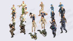 Protect & Serve Bundle - Animated & Rigged b3d, soldier, army, militia, seal, naval, camouflage, nautical, air-force, blender, lowpoly, military, war, navy