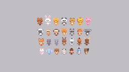 Pack008 Cartoon Animal Pack 1 body, monkey, unicorn, elephant, cow, bear, bunny, cat, cute, dog, sheep, pig, tiger, hippo, kid, toy, pet, rhino, mascot, panda, donkey, deer, doll, raccoon, fox, collection, bull, squirrel, zoo, zebra, safari, lion, sloth, koala, moose, character, cartoon, horse, animal, noai