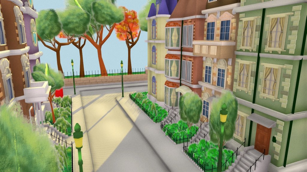 London-inspired low poly village.  Modeled in Maya, some sculpts done in Zbrush for generating normal maps. textures with photoshop.