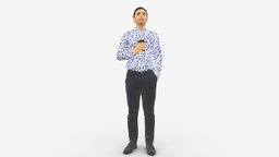 Office employee with a cup of coffee 0290 office, style, people, clothes, miniatures, realistic, character, 3dprint, model, man, male