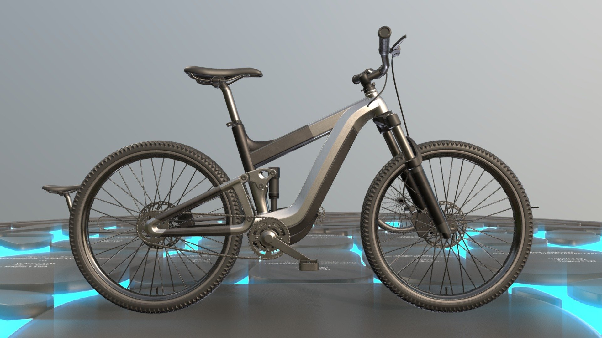 The aluminum version of the low-poly e-bike.



Parts:






E_Bike 

1.968m x 0.663m x 1.108m

Vertices = 14005

Polygons = 18517






Pedal 

0.075m x 0.120m x 0.029m

Vertices = 405

Polygons = 483






Handlebar_Grip 

0.048m x 0.171m x 0.056m

Vertices = 98

Polygons = 108






Disc_Brake_Pads 

0.208m x 0.004m x 0.208m

Vertices = 978

Polygons = 1703






Chain_Part_2 

0.019m x 0.004m x 0.007m

Vertices = 32

Polygons = 36






Chain_Part_1 

0.019m x 0.006m x 0.007m

Vertices = 64

Polygons = 72






Brake_Lever 

0.097m x 0.170m x 0.037m

Vertices = 91

Polygons = 128






Bike_Wheel 

0.742m x 0.107m x 0.737m

Vertices = 1757

Polygons = 1695








Bike_Handlebar 

0.143m x 0.663m x 0.192m

Polygons = 1695



3D modeled and textured by 3DHaupt in Blender 2.93.