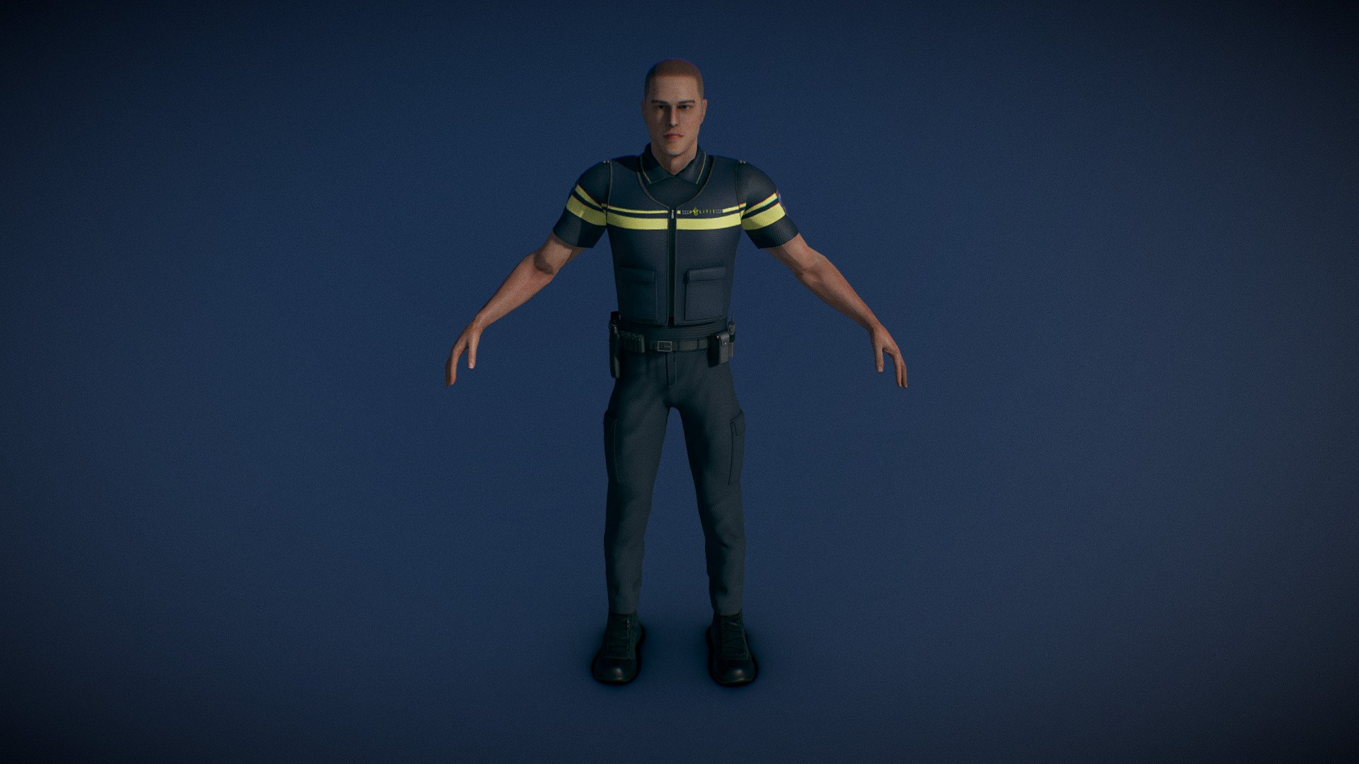 For a custom dutch police VR simulation project, we made a custom dutch police male officer model with realistic details and rigged. 

The related VR project is as experimental to learn diffirent scenario's as a police officer and how it is like being in a world where everything can happen just as in real life. This model was rigged so it fits the Unreal Engine 4 mannequin it is basically plug and play in unreal engine using the UE4 Mannequin.

This model is not affiliated to the original author Politie Nederland and its subsidaries.