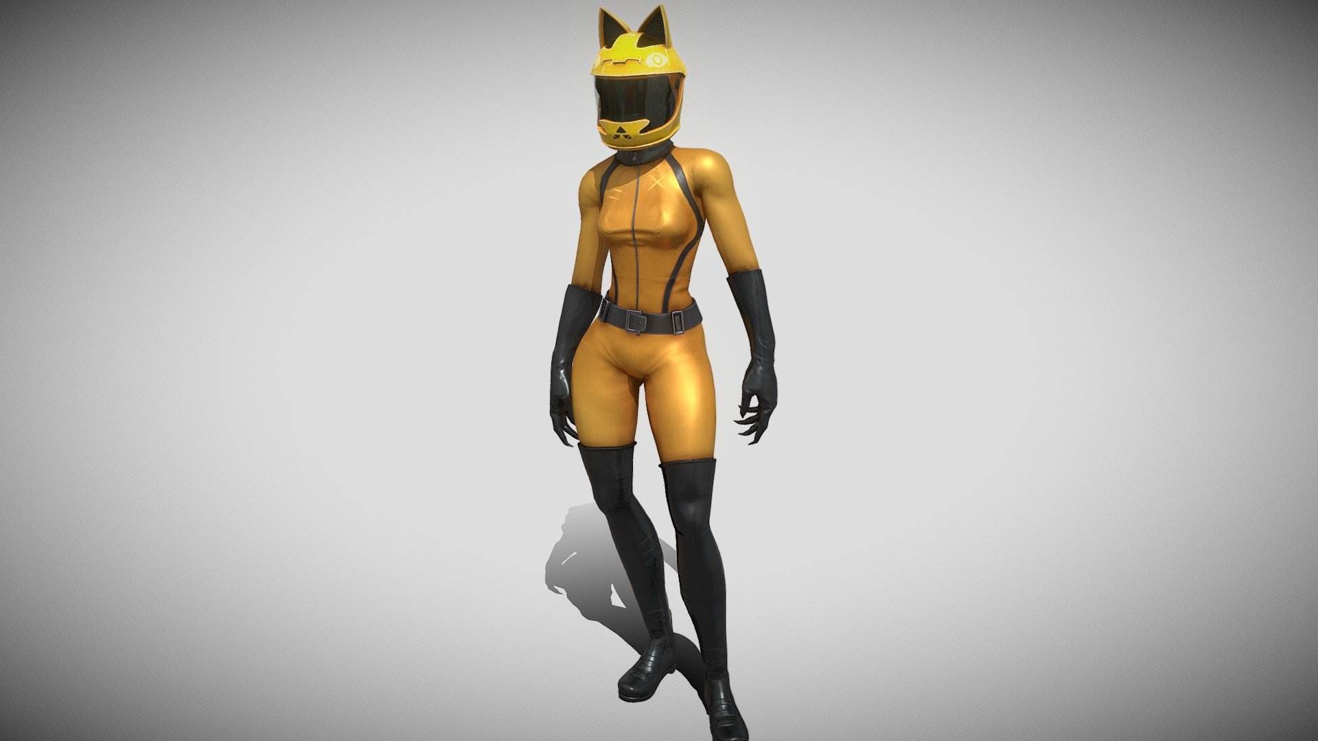The stylized woman in a cat helmet. Textures are 4k.