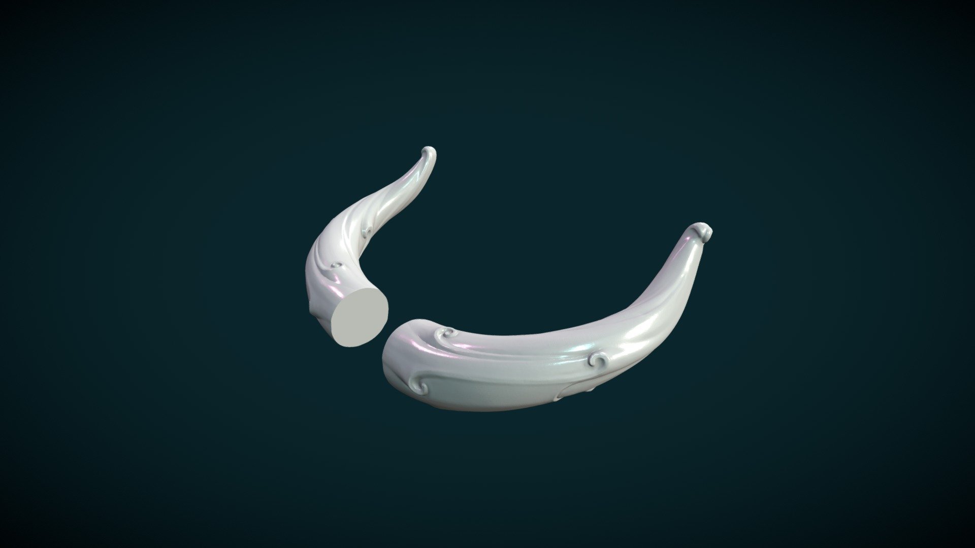Print ready bull horns.

Measure units are millimeters, it is about 31 mm in width (from horn to horn).

Mesh is manifold, no holes, no inverted faces, no bad contiguous edges.

Available formats: .blend, .stl, .obj, .fbx, .dae

Here is three version of the model:

1) Horns_S. (blend, .obj, .fbx, .dae. stl) Here is the solid version. The model consists of 222760 triangular faces (for both horns). 

2) Horns_H1 (blend, .obj, .fbx, .dae. Stl) Here is the hollow version. Both horns together consists of 253982 triangular faces. Wall thickness is about 2.7 mm.

3) Horns_H2 (blend, .obj, .fbx, .dae. Stl) Here is another hollow version. Both horns together consists of 256456 triangular faces. Wall thickness is about 0.95 mm.