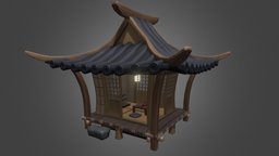 Japanese Tea House japan, oriental, teahouse, lowpoly-handpainted, lowpoly-gameasset-gameready, stylized-handpainted, stylized-environment, japanese-culture, handpainted, stylized