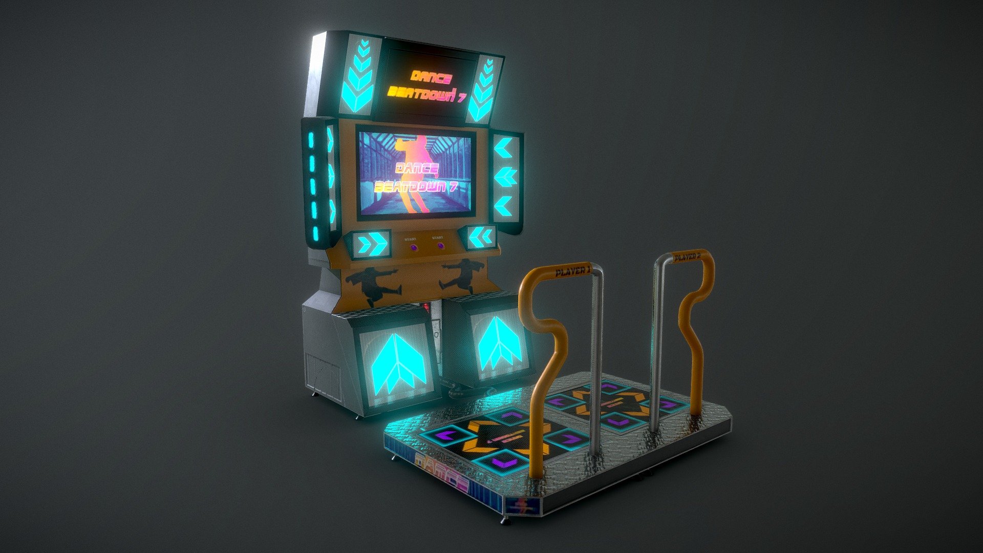 Based on those Dance Dance Revolutioni Arcade Machines you use to see at the arcades especially in Japan.

Designed to have a retro techno vibe

Textures are 1k and the model itself is fairly low poly
