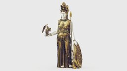 Athena Parthenos greek, ancient, parthenon, athens, unreal, acropolis, ivory, god, ready, vr, goddess, 4k, statue, old, mythology, roman, mythical, religious, athena, unity, architecture, game, blender, art, pbr, sculpture, gold, temple, parthenos, noai