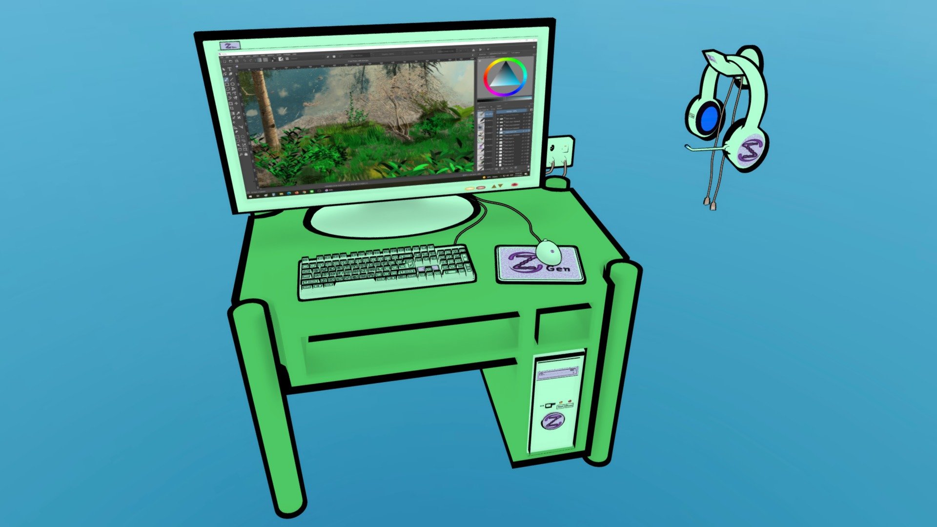 There is a computer that create to use in my scene.
The size of those are reasonable as most.
   https://www.artstation.com/artwork/3qbbnY
