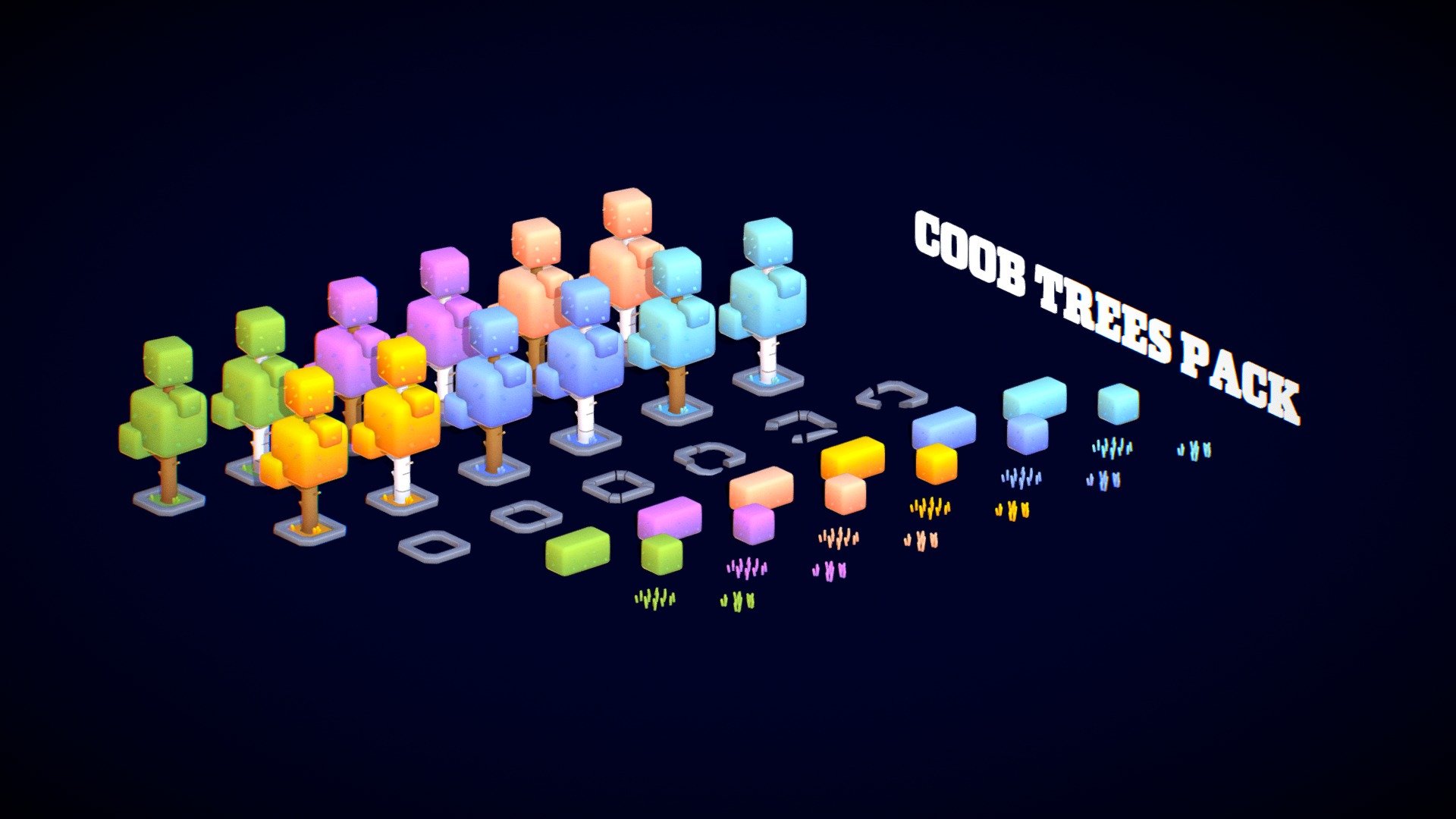 [Please download the attached file - The models on Sketchfab are merged and are not usable

A cute tree pack made for mobile system. This uses a 256 by 256 texture map with gradient colours. The attached file contains an FBX model file along with a .png and .psd texture map for easy colour change. All the objects share a single material and only one texture map. Suitable for Casual and other mobile game genres.

If you have questions, you can message me on Discord: https://discord.com/invite/C9vGUAxhM2

Thank you!