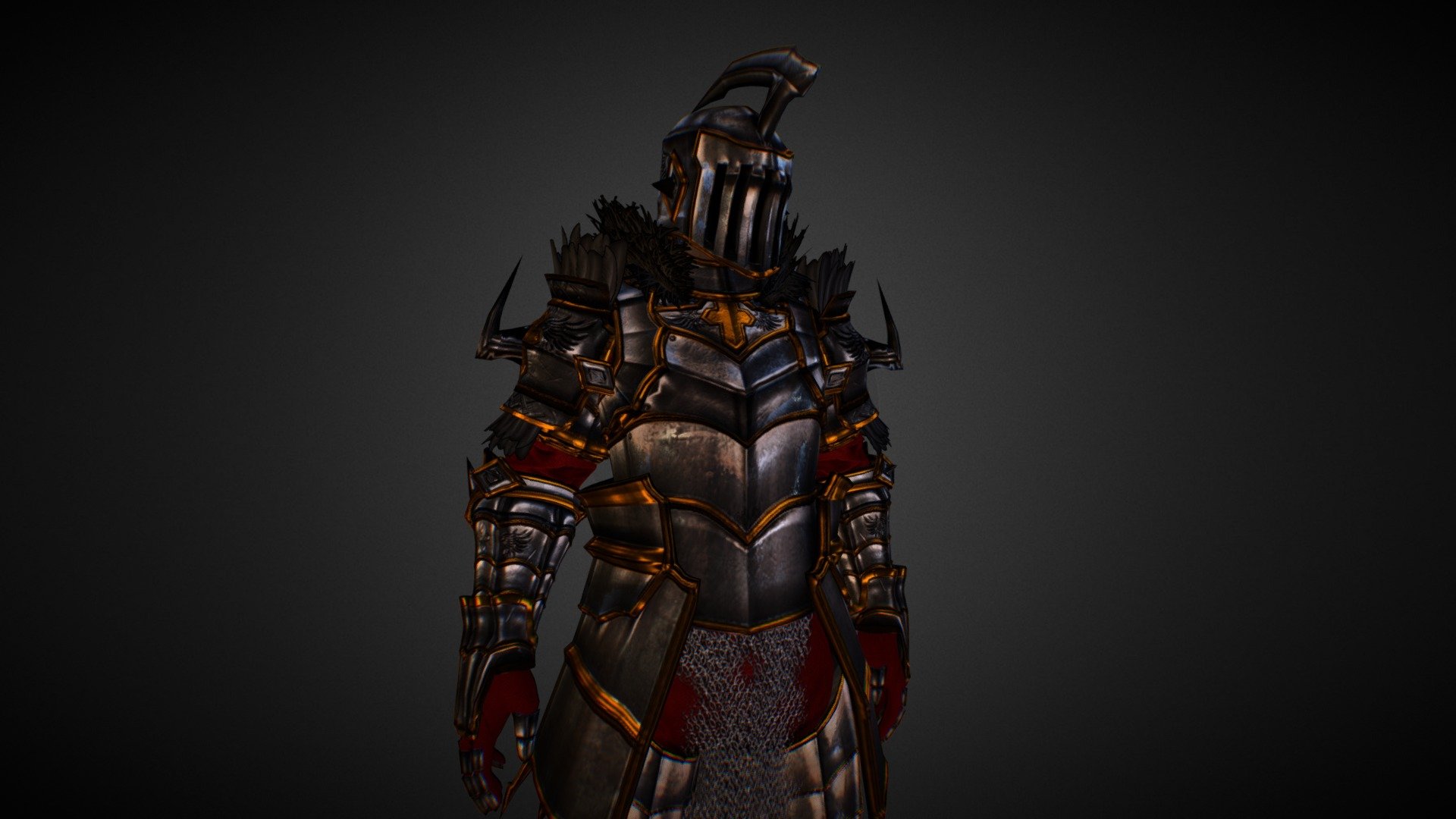 This is a past project of mine (about 3 months ago). I went for a Korean MMORPG style of armor, caring more about the looks than it's functionality.
I used many different MMORPGs and RPG games as references to make this.