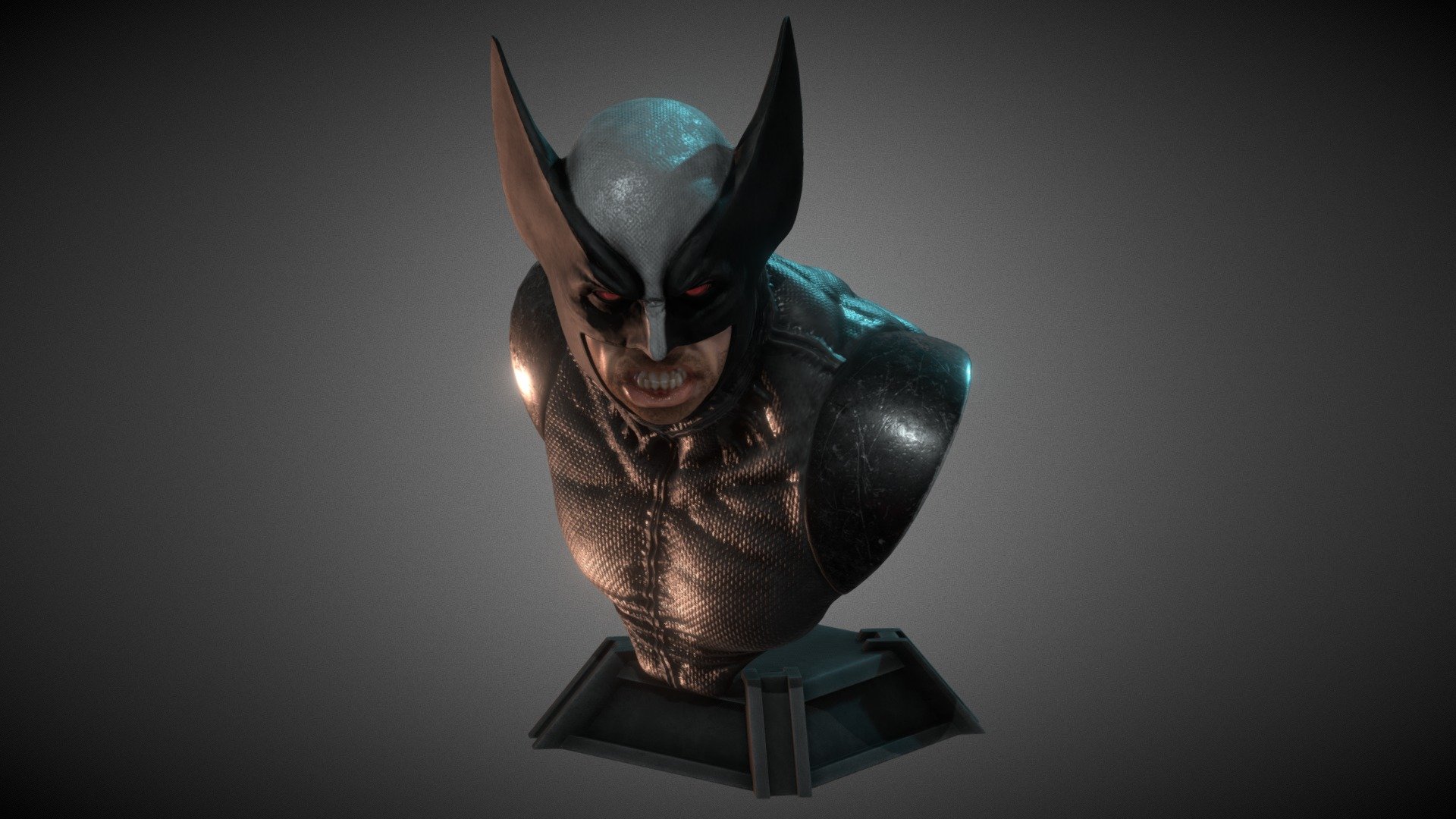 A bust of x-force Wolverine !!! Rigged and posed in Lightwave ,sculpt in ZBrush, textured in substance painter.