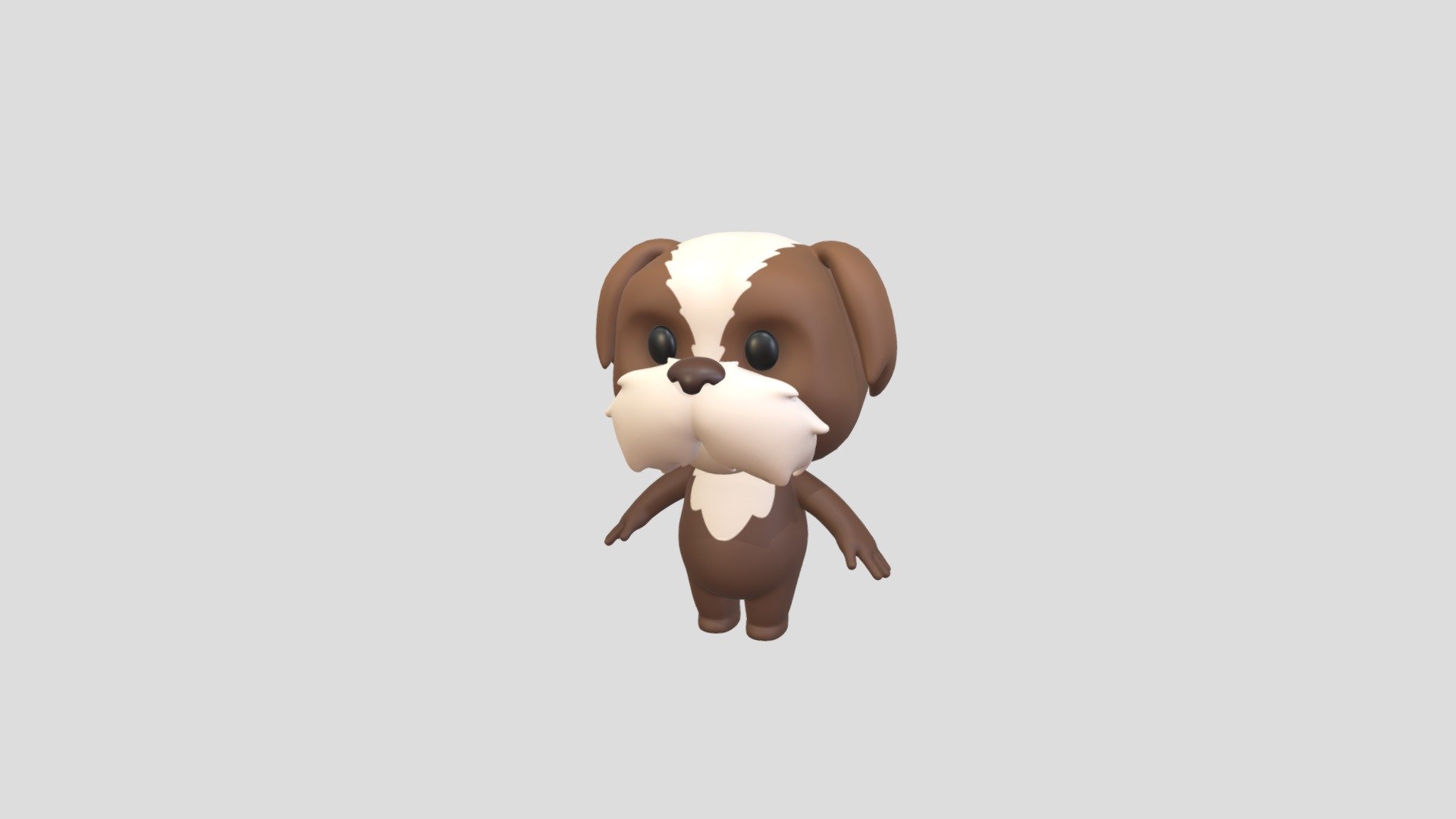 Shih Tzu Dog Character 3d model.      
    


File Format      
 
- 3ds max 2023  
 
- FBX  
 
- OBJ  
    


Clean topology    

No Rig                          

Non-overlapping unwrapped UVs        
 


PNG texture               

2048x2048                


- Base Color                        

- Roughness                         



5,298 polygons                          

5,360 vertexs                          

