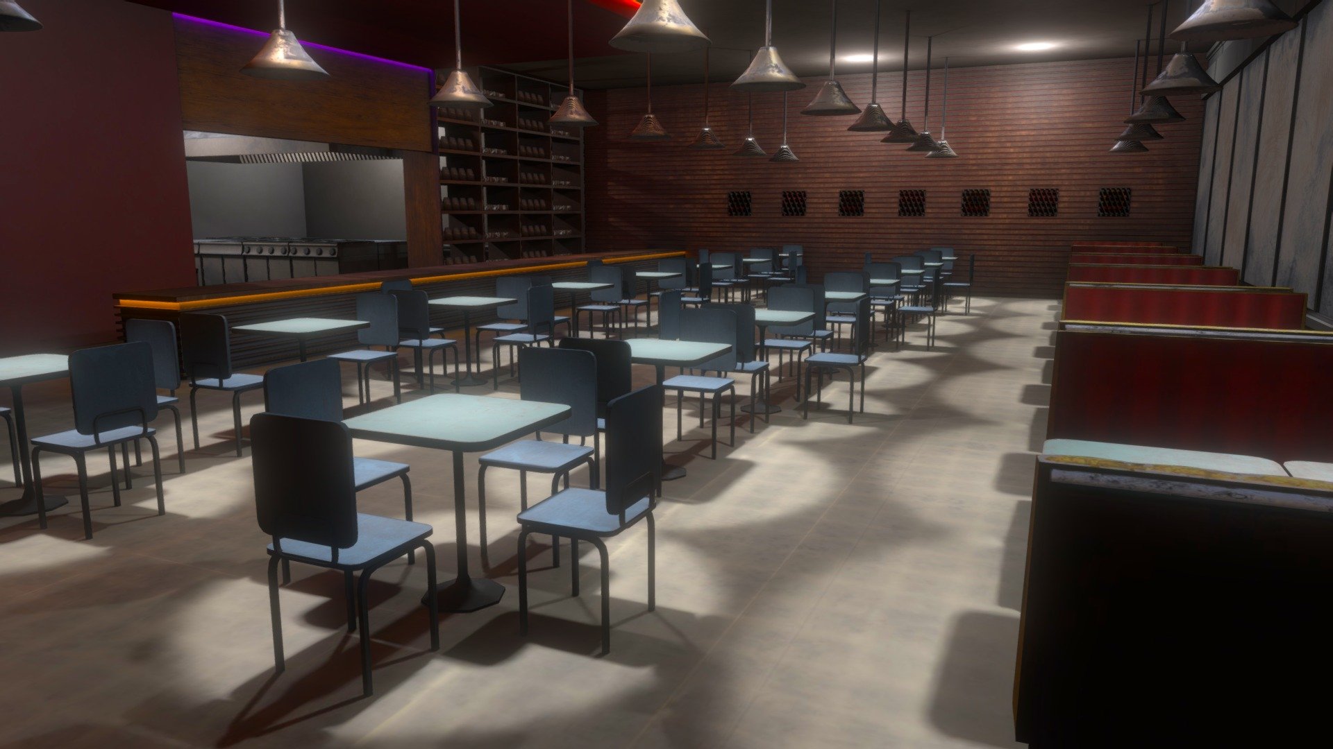 VR Coffee Shop Restaurant modeled in Blender and textured in Substance Painter.

The scene has baked in textures.